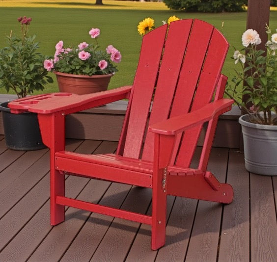 Classic Folding Poly Adirondack Chair with 4-in-1 Cup Holder